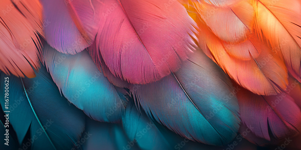 Naklejka premium Close up of multicolored exotic bird feathers