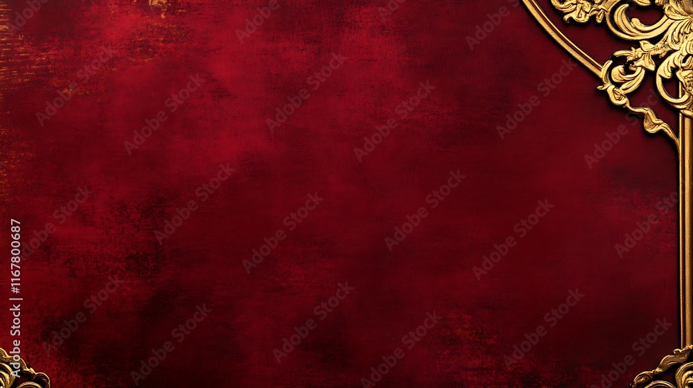 Red Background with Gold Ornate Frame Design Red Background with Gold Ornate Frame Design