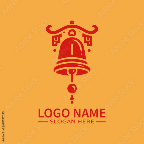 Chinese Bell Logo Design, Oriental Bell Logo, Feng Shui Bell Logo, Traditional Chinese Logo, Harmony and Luck Logo