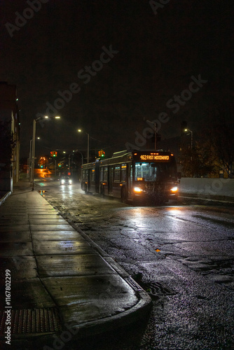 City Bus on a Rainy Night