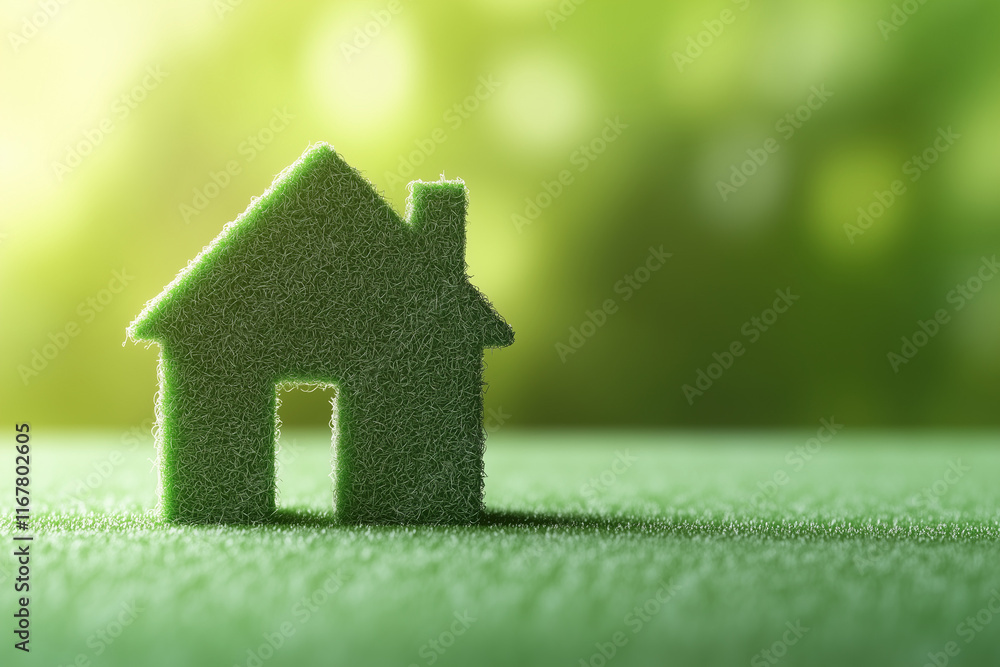 close up of a 3d green House icon isolated on green background, room for text close up of a 3d green House icon isolated on green background, room for text