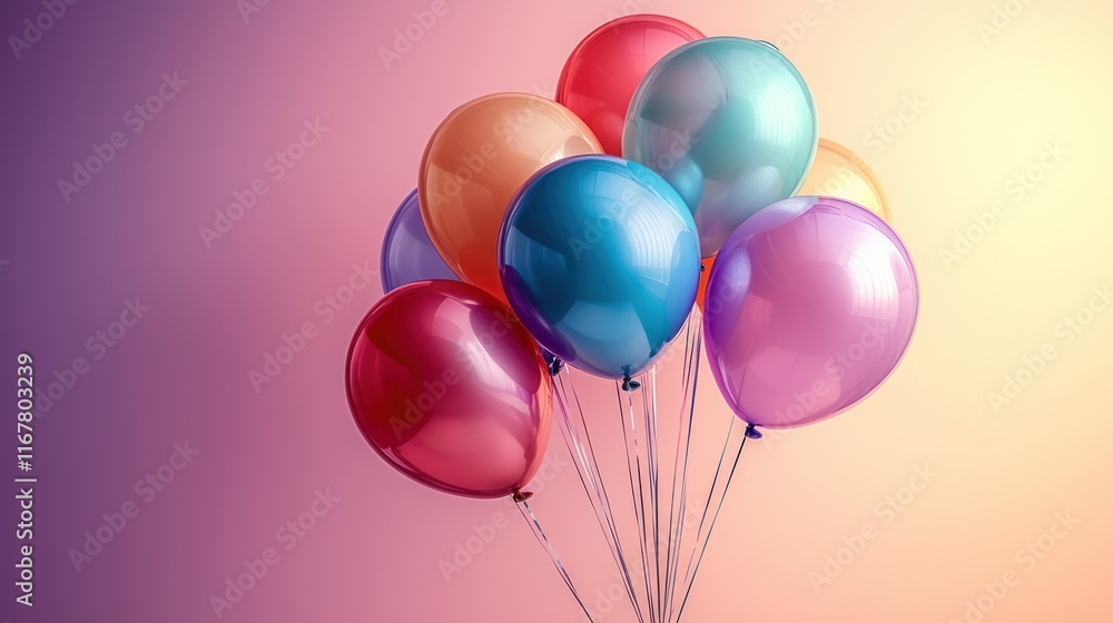 Colorful balloons floating in a gradient background. Colorful balloons floating in a gradient background.
