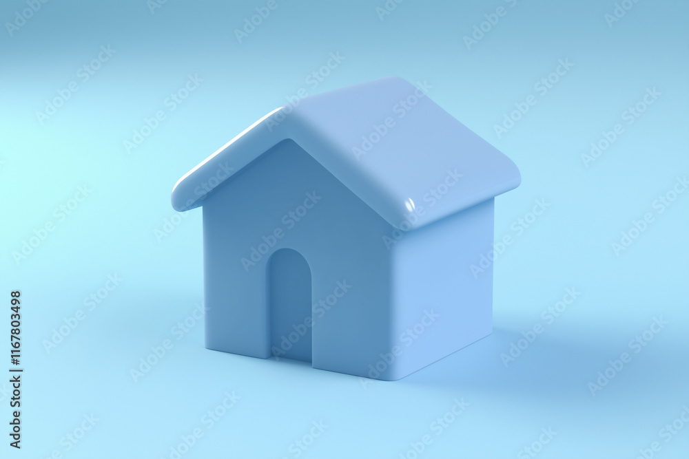 close up of a 3d blue House icon isolated on blue background, room for text close up of a 3d blue House icon isolated on blue background, room for text