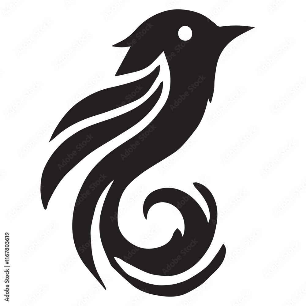 Fototapeta premium Silhouette of a bird on white background