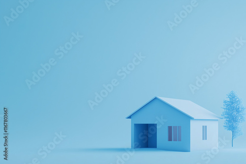 Wallpaper Mural close up of a 3d blue House icon isolated on blue background, room for text Torontodigital.ca