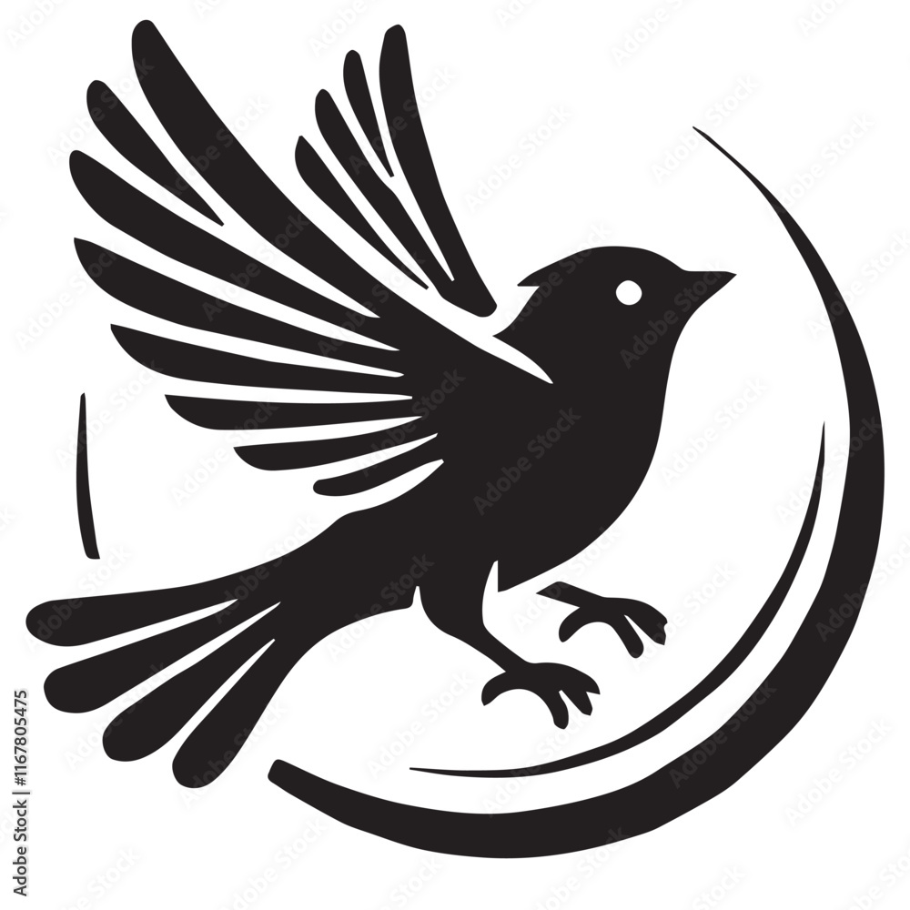 Fototapeta premium Silhouette of a bird on white background