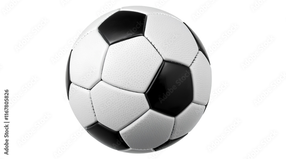 Fototapeta premium classic black and white soccer ball with a clean design, isolated on a white background
