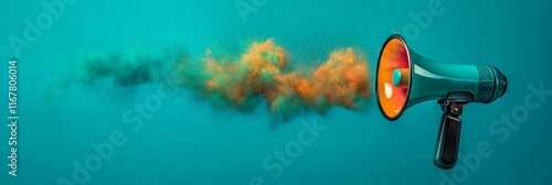 Bold business ad with a megaphone and catchy sales text, 