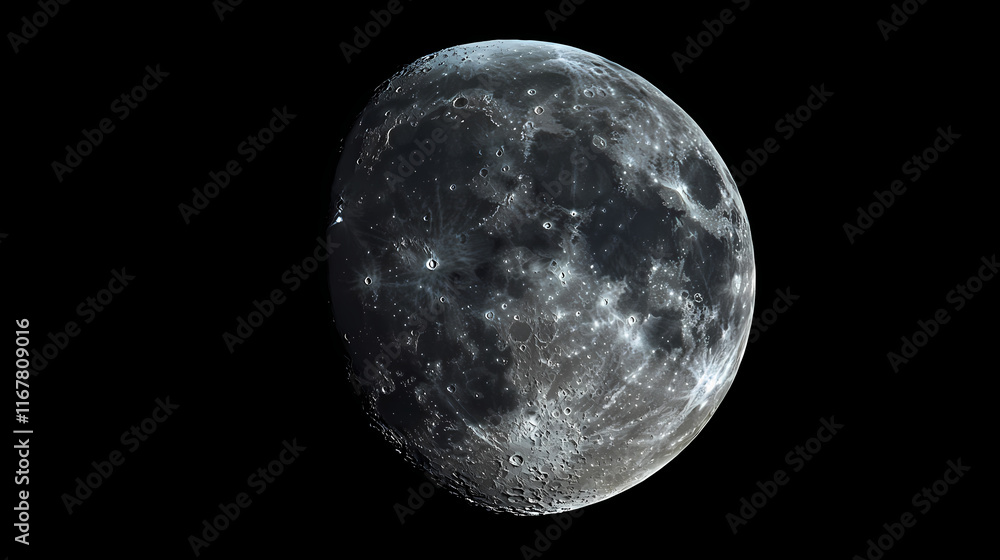 Obraz premium Celestial night: the moon illuminates earth from space. Moonshade. Illustration