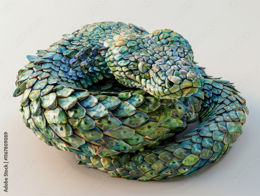 Obraz premium A vibrant bush viper curled