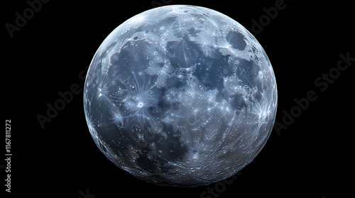 A full moon with faint clouds, casting an eerie glow, designed for png. Moonshade. Illustration