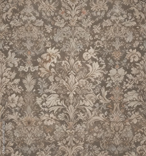 Wallpaper Mural Damask print with intricate floral design in muted colors,  interior,  wallpaper,  decoration Torontodigital.ca