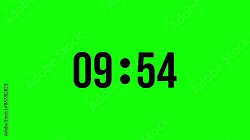 10 Minutes Countdown Timer Animation on Green Screen background. 4k video