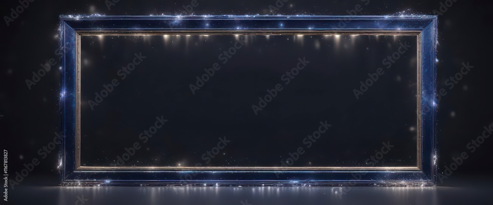 Glittery Dark Blue Frame with Sparkling Lights, bokeh effect, mystical ambiance, glittering lights Glittery Dark Blue Frame with Sparkling Lights, bokeh effect, mystical ambiance, glittering lights