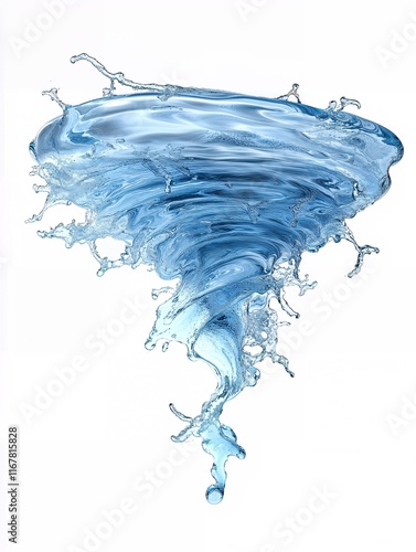 A mesmerizing vortex of water droplets spiraling in a tornado-like formation, showcasing the raw beauty of fluid dynamics. Created using generative AI.