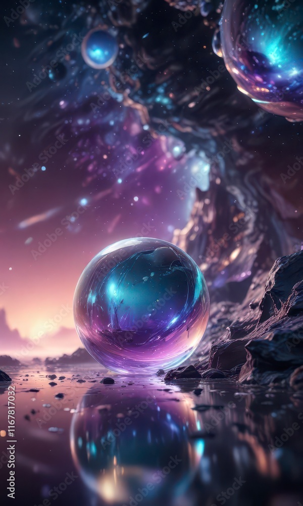 Shimmering iridescent colors illuminate dreamy space, space, radiance, luminosity Shimmering iridescent colors illuminate dreamy space, space, radiance, luminosity