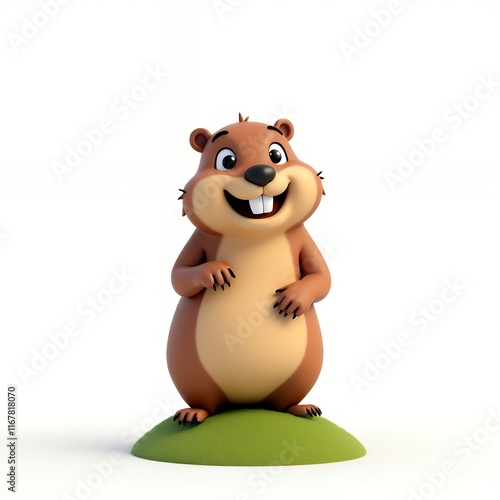 Adorable 3D Render of a Happy Groundhog
