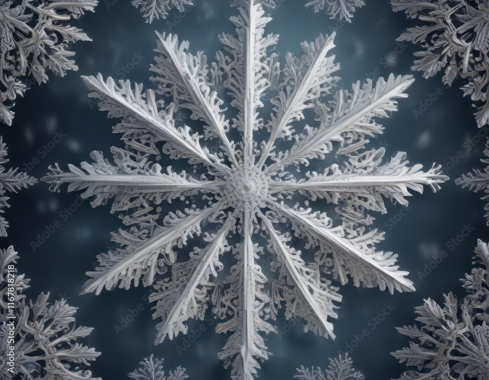 Ornate snowflake pattern serving as a frame for a cold snowy background with a subtle gradient effect, frosty frame, elegant design, vector illustration Ornate snowflake pattern serving as a frame for a cold snowy background with a subtle gradient effect, frosty frame, elegant design, vector illustration