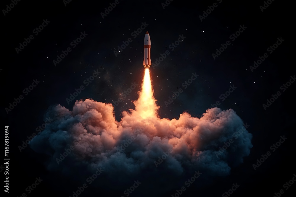 Fototapeta premium Space rocket launch 3D render 