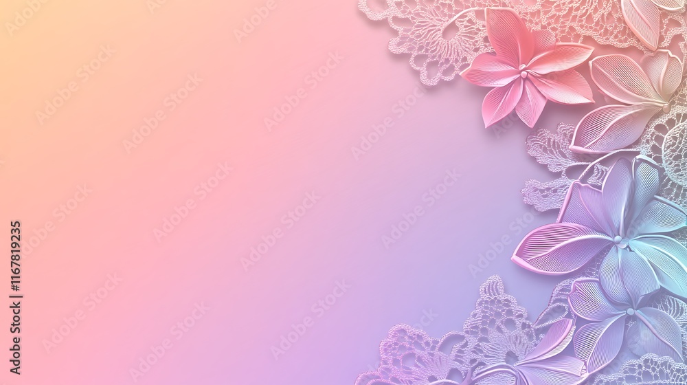 Pastel Flowers and Lace Design Background Pastel Flowers and Lace Design Background