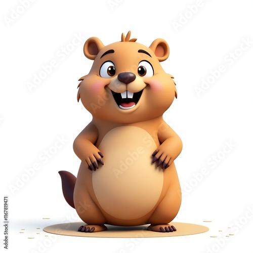 Adorable 3D Render of a Happy Groundhog