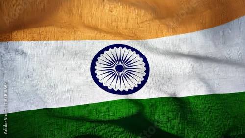 Indian flag waving in wind: closeup sequence capturing vibrant colors and textures