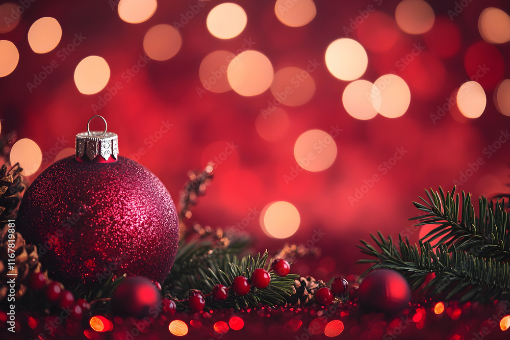 Red holiday background with sparkling bokeh and glittering light effects Red holiday background with sparkling bokeh and glittering light effects