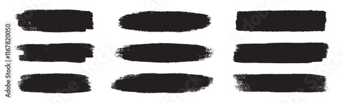 Charcoal grunge brush stroke vector design elements set isolated in white background