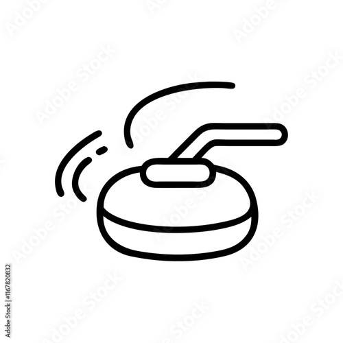 Minimalist line drawing of a curling stone