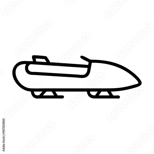 Minimalist line drawing of a bobsled
