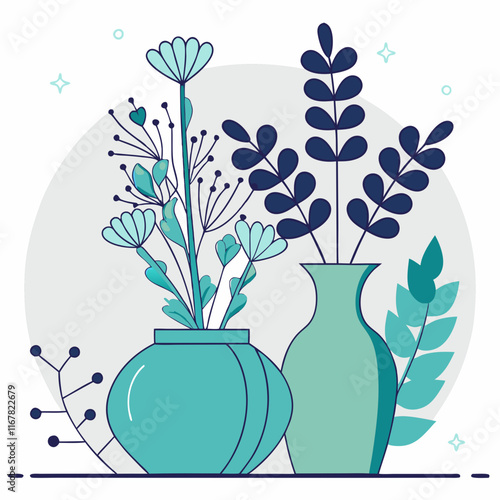Contemporary vase arrangement with colorful plants and flowers