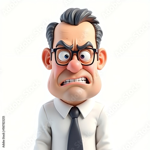 Angry Cartoon Businessman 3D Render photo