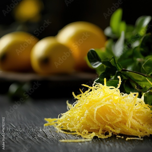 Vibrant culinary action of zesting fresh lemons kitchen countertop food photography bright and lively environment close-up perspective fruit inspiration photo