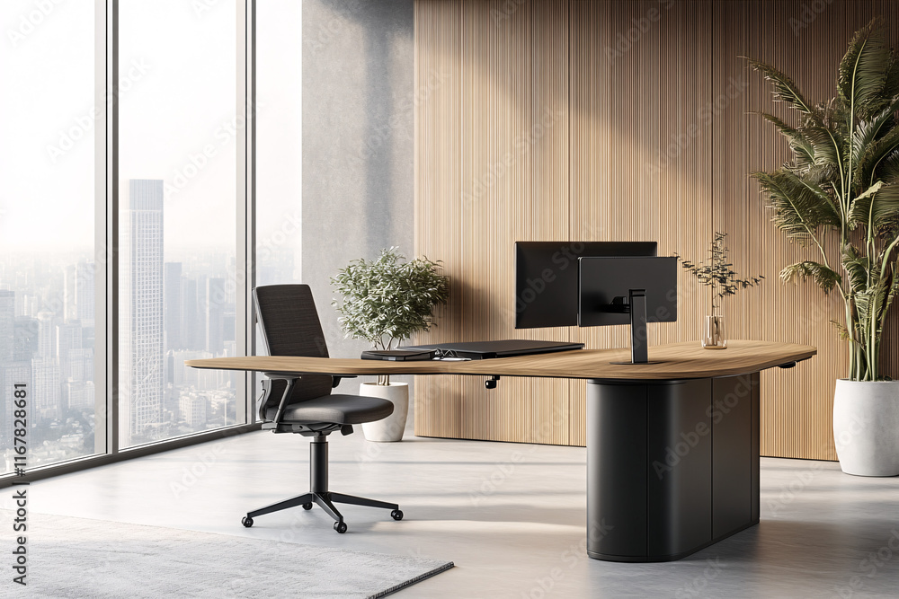 Fototapeta premium Modern office corner optimized for productivity and comfort