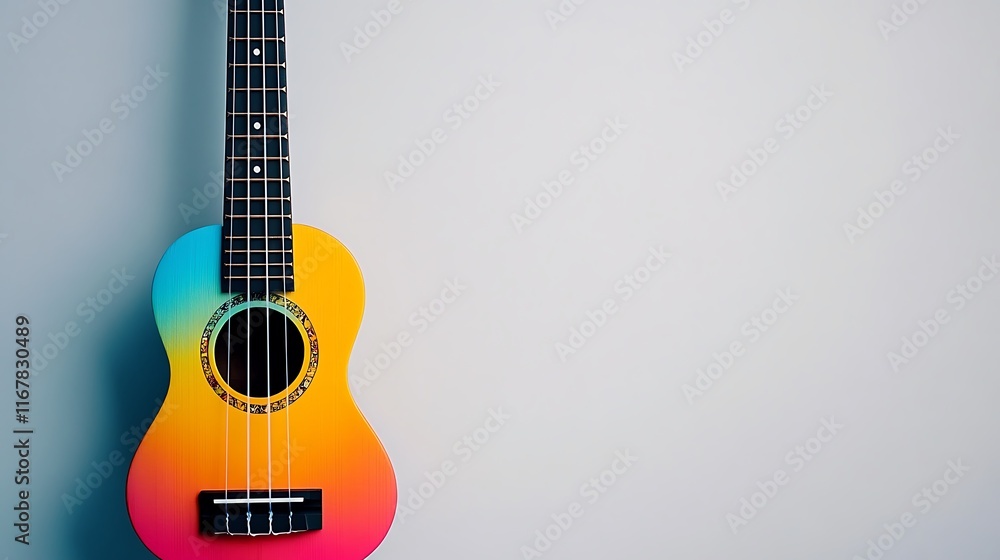 Obraz premium Rainbow Ukulele Against a White Background