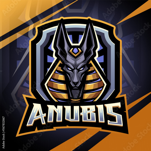 Anubis head esport mascot logo design
