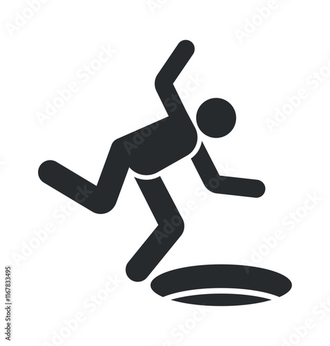 Open pit caution sign vector illustration