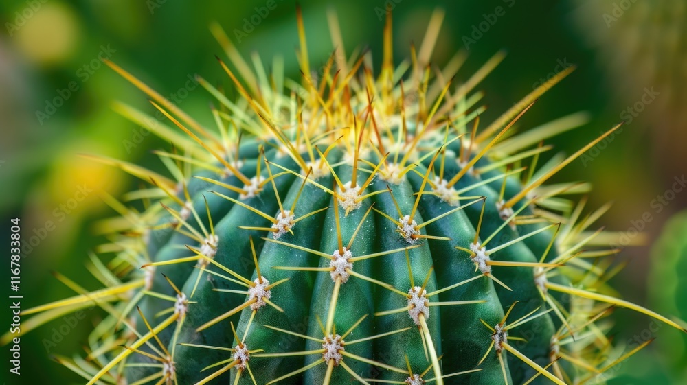 Vibrant close-up of a spiky cactus with green and yellow hues,World Houseplant Appreciation Day Vibrant close-up of a spiky cactus with green and yellow hues,World Houseplant Appreciation Day