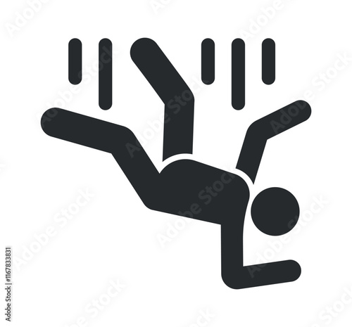 Falling man caution sign vector illustration