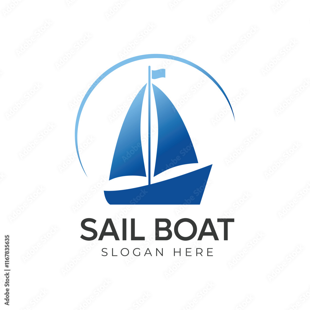 Modern and minimal boat logo icon, beach island vector template Modern and minimal boat logo icon, beach island vector template