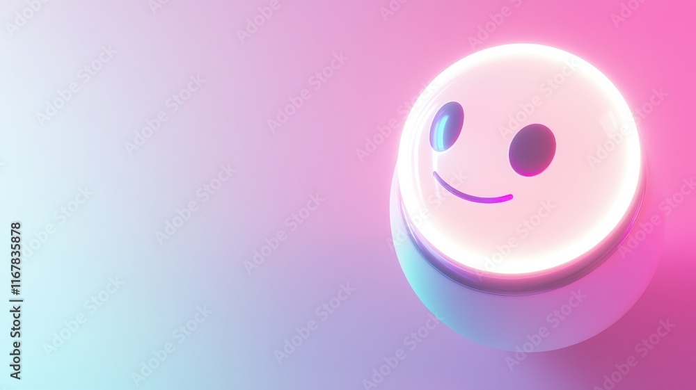 Fototapeta premium Artificial Intelligence Chatbot Concept. A glowing smiley face in pastel colors, radiating positivity and joy.