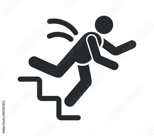 Slippery stairs warning sign vector illustration