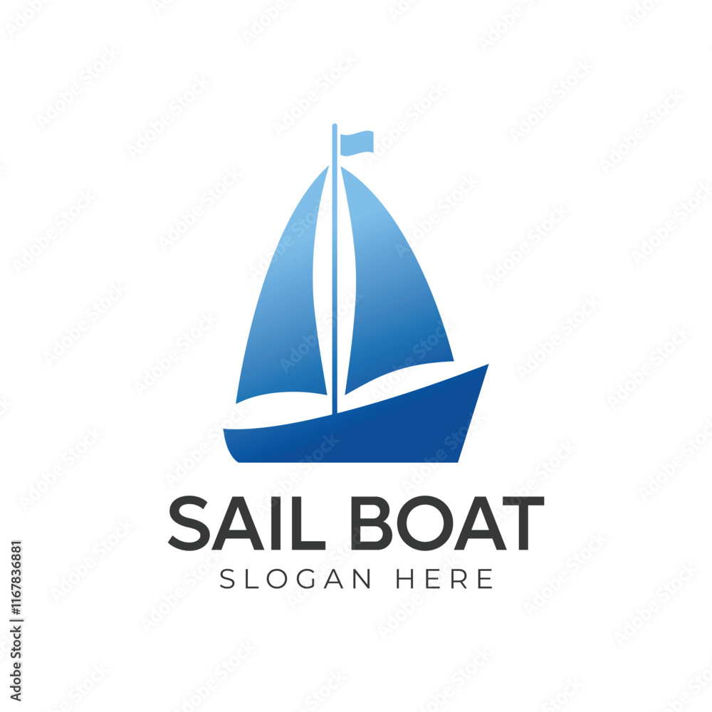 Modern and minimal boat logo icon, beach island vector template Modern and minimal boat logo icon, beach island vector template