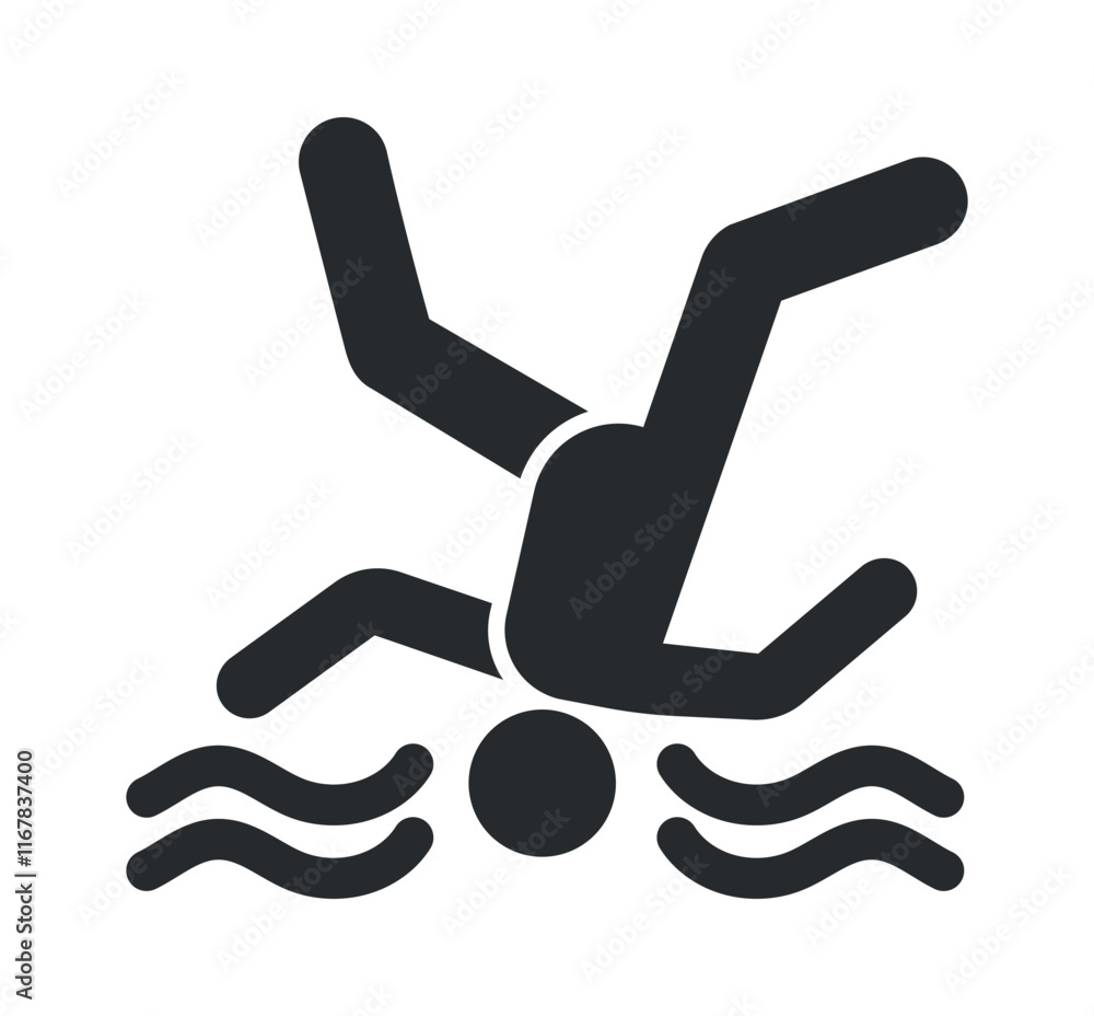 Deep water warning sign vector illustration Deep water warning sign vector illustration