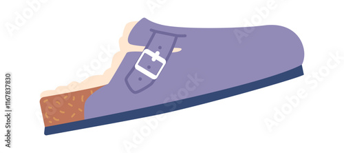 Female trendy leather slippers vector illustration