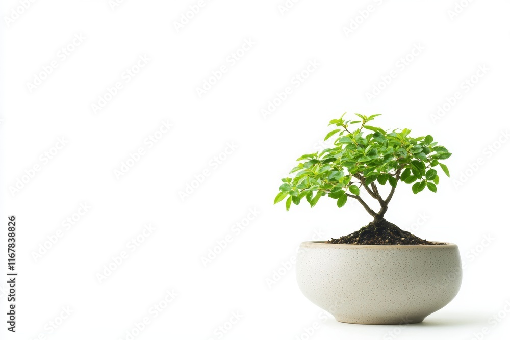 Small tree is in a white bowl Small tree is in a white bowl