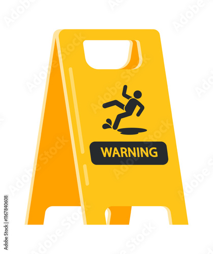 Wet floor yellow warning sign