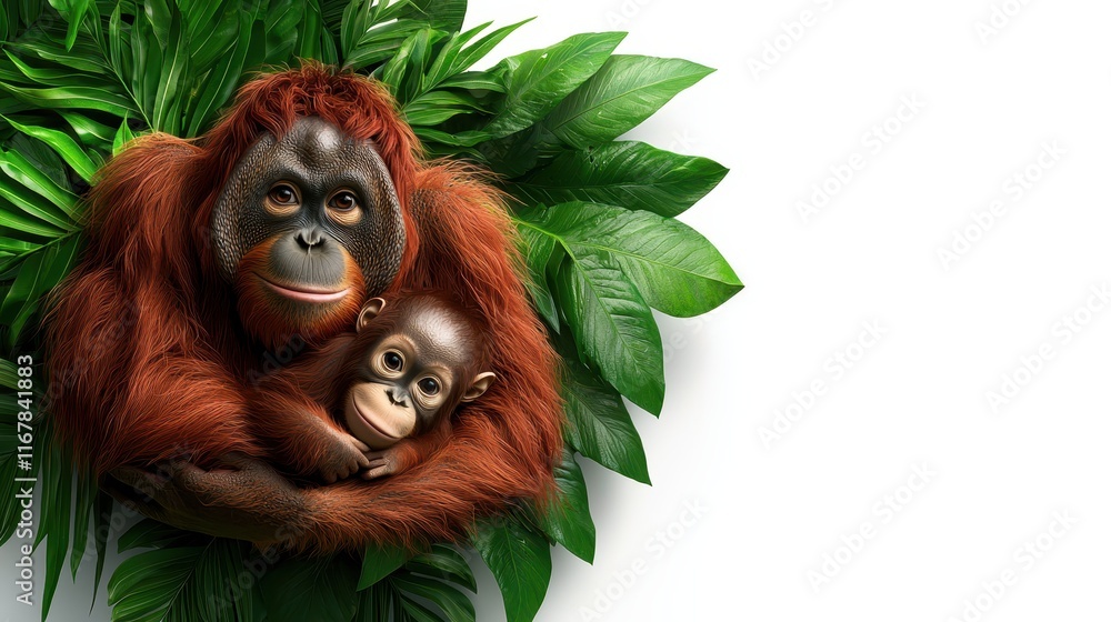 Obraz premium Heartwarming Illustration of Orangutans in Nature