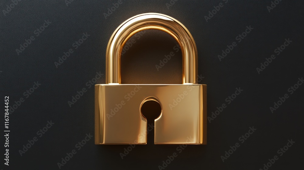 Fototapeta premium Golden padlock on black background.