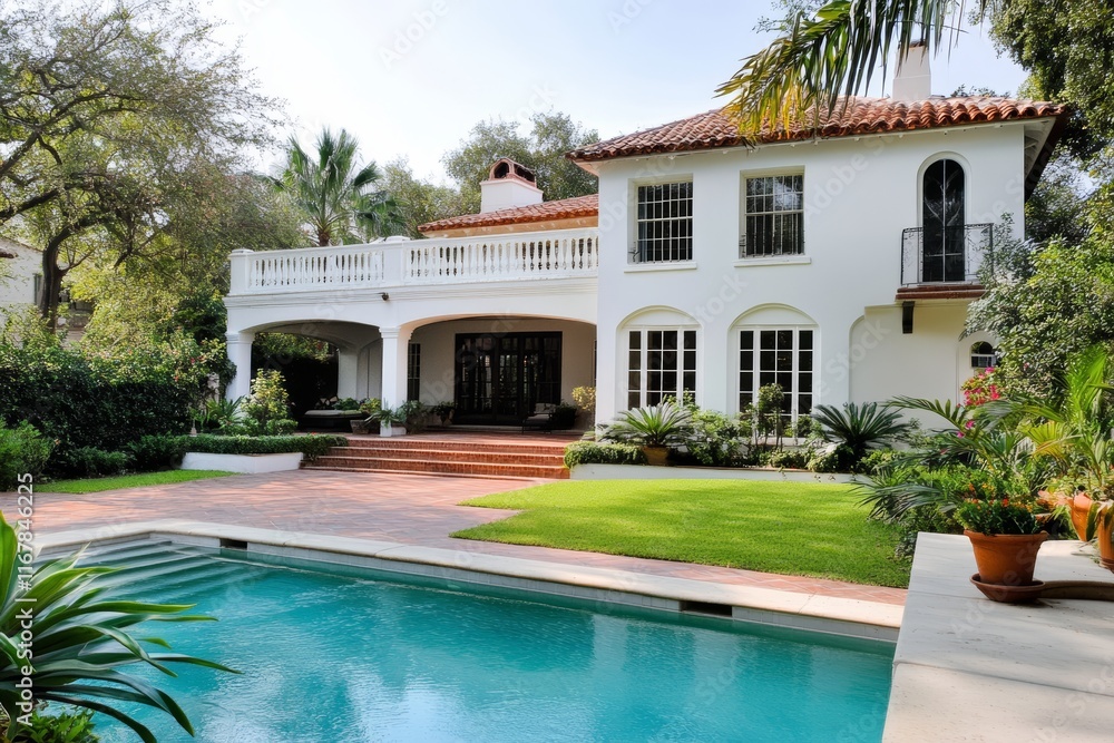 custom made wallpaper toronto digitalLarge white house with a pool and a patio